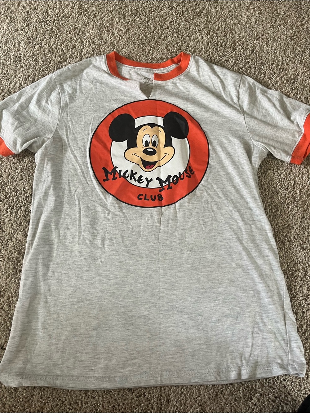 Disney Mickey Mouse Club T-Shirt - White with Orange Trim